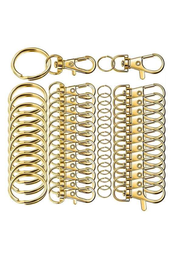 60PCS Metal Swivels Snap Hooks and Key Rings Multipurpose Keychains Clasps