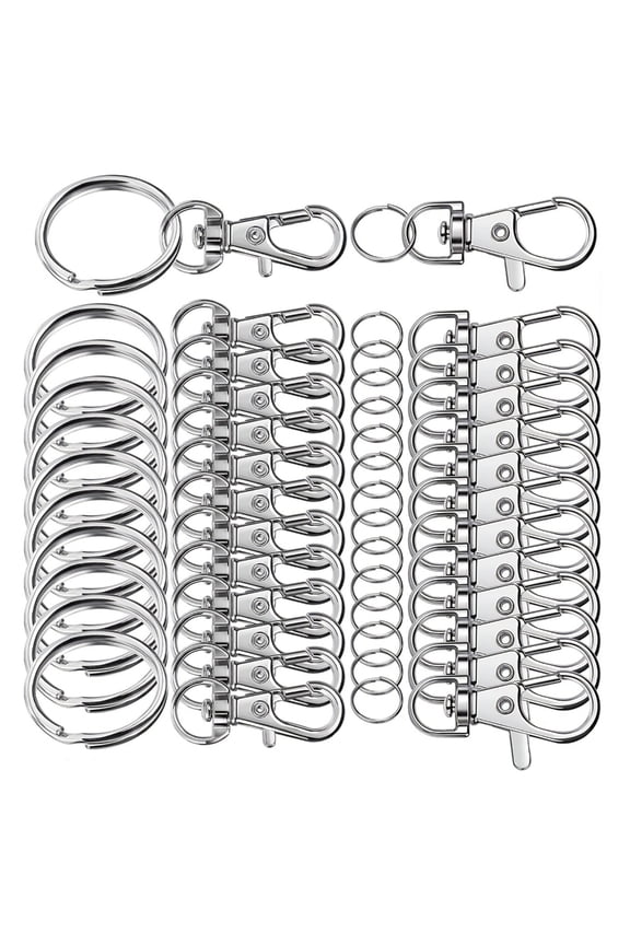 60PCS Metal Swivels Snap Hooks and Key Rings Multipurpose Keychains Clasps