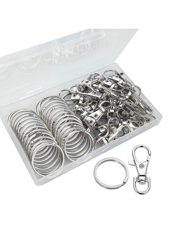 60Pieces Keychain Hook with for Key Rings Keychain Clip Hooks With Ring for Lanyard Jewelry Making DIY Crafts for Car Fi
