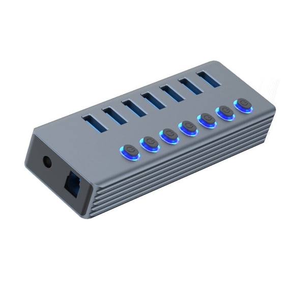 Oasiva 7 Port USB 3.0 Data Hub Featuring Individual Switches and Long Cable for Laptops, PC, and Gaming Devices