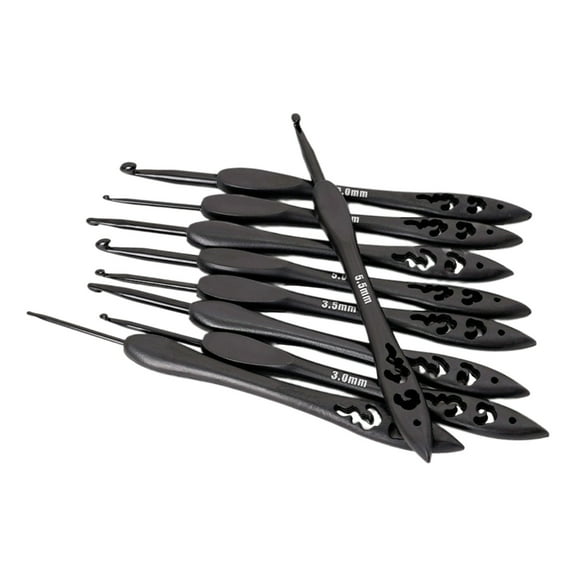 Oasiva 9 Pcs Ergonomical Crochet Hook 2.0mm-6.0mm Crochet Needle Knitting Needle Crochet Accessories Easy to Use for Women