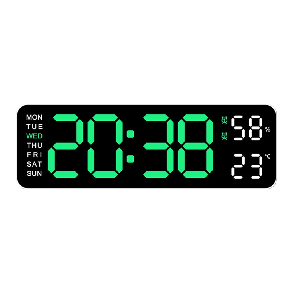 Oasiva 9Inch Digital Wall Clock LED Alarm Clock Large Display, 3 Level Brightness Adjustable with Calendar and Temperature
