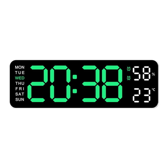 Oasiva 9Inch Digital Wall Clock LED Alarm Clock Large Display, 3 Level Brightness Adjustable with Calendar and Temperature
