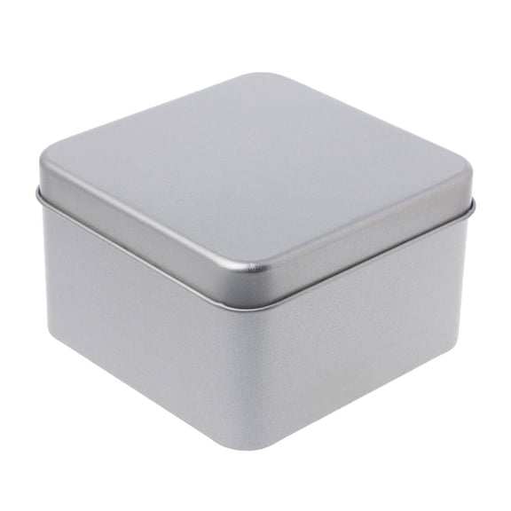 Oasiva 9x9cm Small Metal Tin Silver Storage Box for Case Organizer For Money Coin Candy