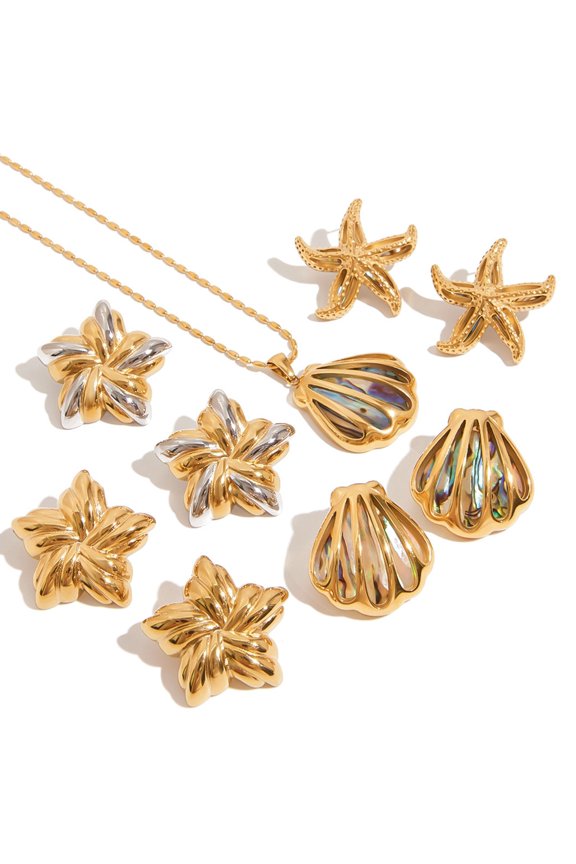 Abalone Shell Stud Earrings Neckchain Casual Formal Occasion Lightweight Design