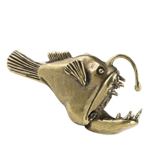Oasiva Angler Fish Figurines Metal Statue Angler Fish Decorative Object Ornament