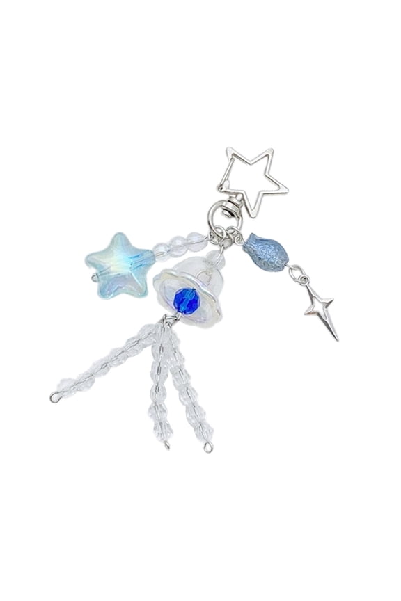 Chic Acrylic Jellyfish Starfish Fish Beaded Key Holder Bag Pendant Fashion Keychain Keyring Accessory For Bags And Keys