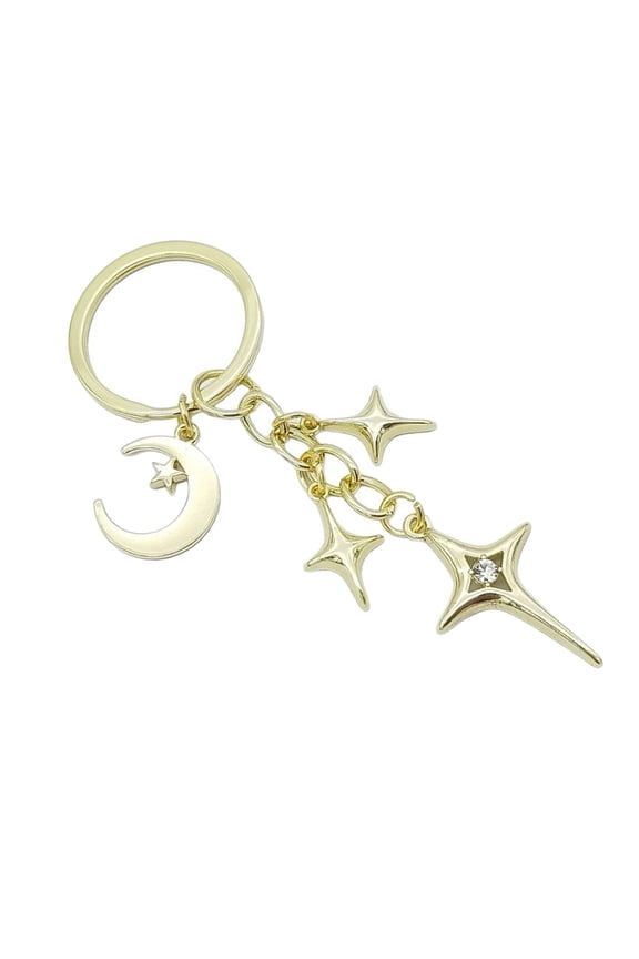 Chic Openwork Moon Shape Key Accessory Trendy Daily Keychain Jewelry Pendant