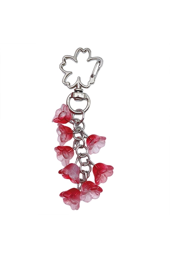 Colorful Floral Pendant Key Chain Flower Drop Key Rings Keyring for Phones Bags