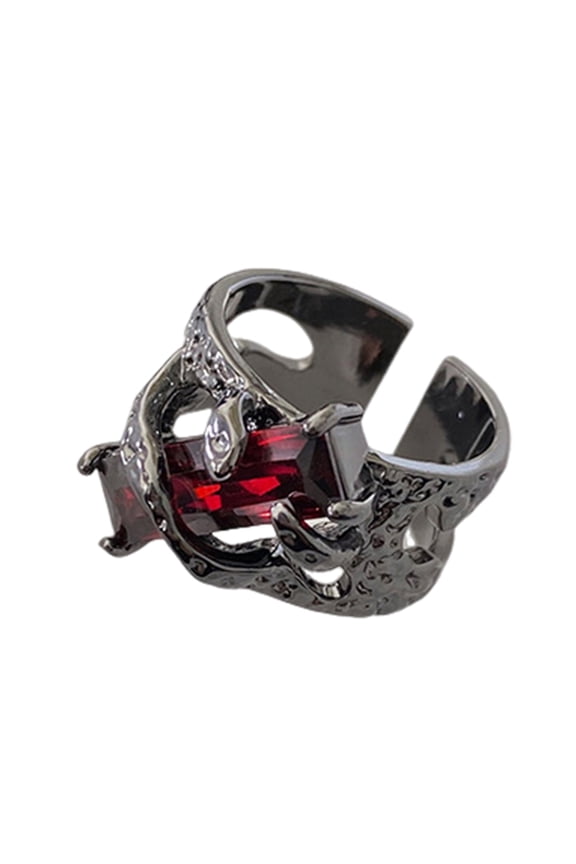 Contemporary Gemstones Embedded Rings in Fluid Lava Design Stylish Rings Accessory Ideal for Enhancing Party Outfits