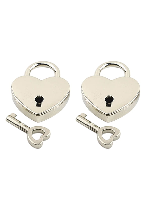 Couple Keychain Pendant Love Shaped Lock Keychain Set Heart Padlock with Key