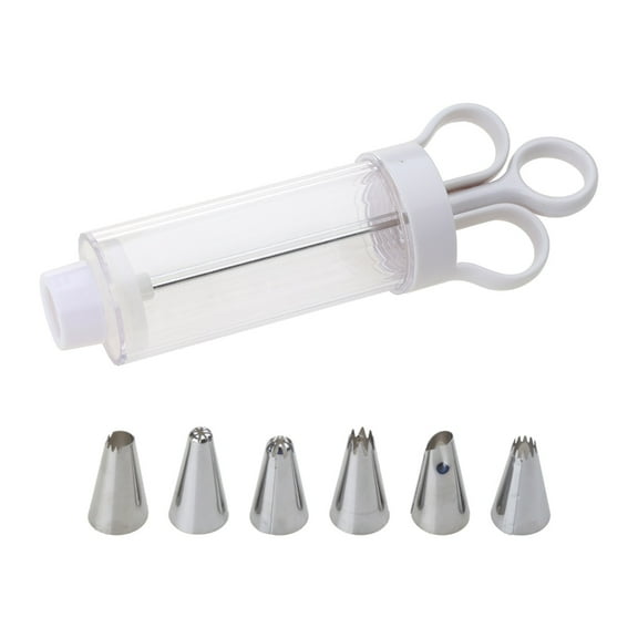 Oasiva Cream Piping Syringe Nozzles Kits Dessert Decorating Syringe with 5 Nozzles