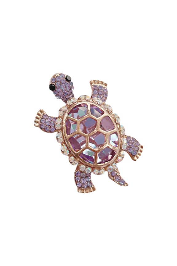 Crystal Studded Turtles Brooch With Secure Clasp Hypoallergenically Alloy Lapel Pin Jewelry For Parties Travel Gifts