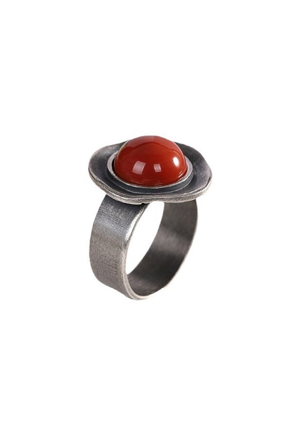 Cultural Thai Silver Rings South Agate Stone Sturdy Comfort Fit Jewelry Pieces