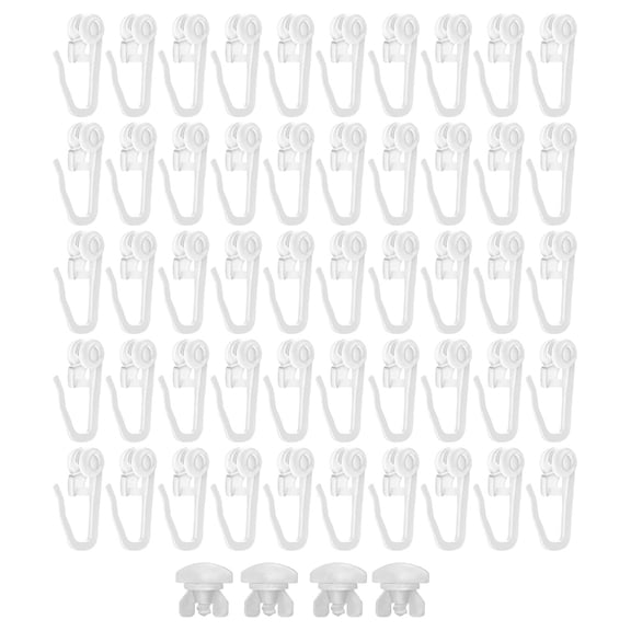 Oasiva Curtain Track Stoppers,50Pcs Curtain Hook 4Pcs Rails Stoppers for Rails