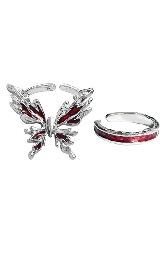 Drop Glaze Butterfly Rings for Women Y2K Trend Ring Fashion Finger Jewelry