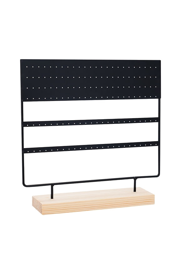 Earring Stand Display Rack 3-Tier Ear Stud Holder Jewelry Organizer Ear Studs Earring Holder 144 Holes with Wood Base