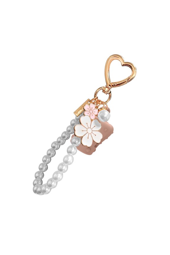Elegant Pearls Keycring Lip Balm Holder Portable Clip Design Keychain Cover for Lipgloss Backpack Hanging Ornament