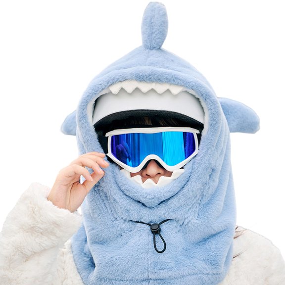 Oasiva Furry Plush Shark Ski Helmets Cover Hat for Winter Activity Snowboarding Headwear