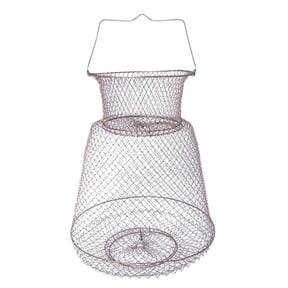 Oasiva Galvanized Steel Wire Fish Basket, Collapsible Crab Fish Basket, Portable Fishing Basket Outdoor Fish Cage