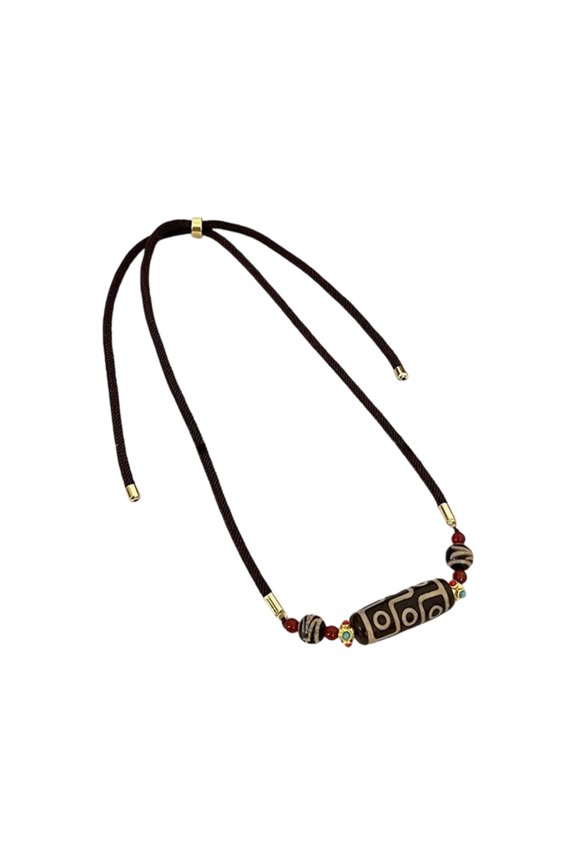 Genuine Agate Nine Eye Dzi Necklace Cultural Spiritual Talismans For Inner Peace