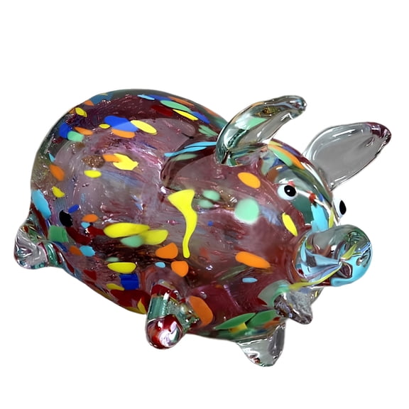 Oasiva Glass Chinese Zodiacs Pig Mini Ornament for Study Living Room and Office Decors