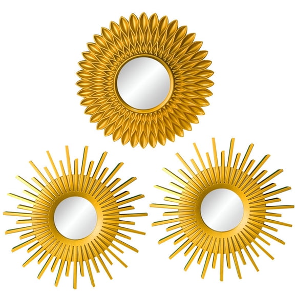 Oasiva Gold Mirrors for Wall Decor Set of 3 Hanging Ornament Art Crafts Supplies for Home Bedroom Bathroom Wall Mirror Decor