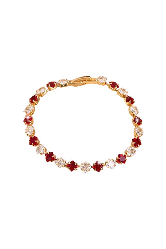 Gold Plated Cubic Zirconia Square Cut Tennis Chain Bracelet Unisex Handchain