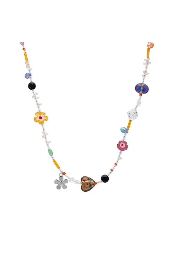 Hand Making Acrylic Flower Pendant Necklace Eye-Catching Statement Neck Jewelry Beads Necklace for Casual or Formal Wear