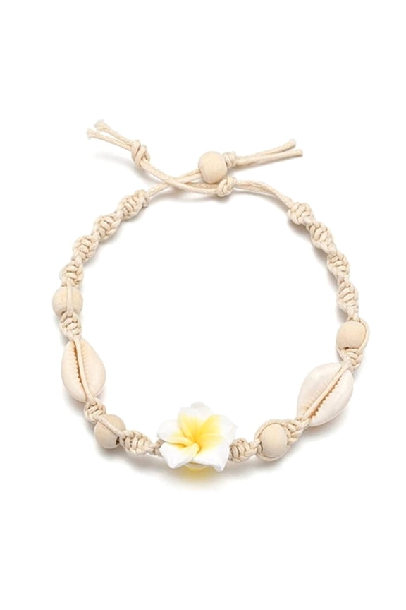 Handmade Boho Beaded Anklet Flower Footchain Shell Beads Foot Anklets Chain Summer Beach Jewelry Adjustable Foot Anklet
