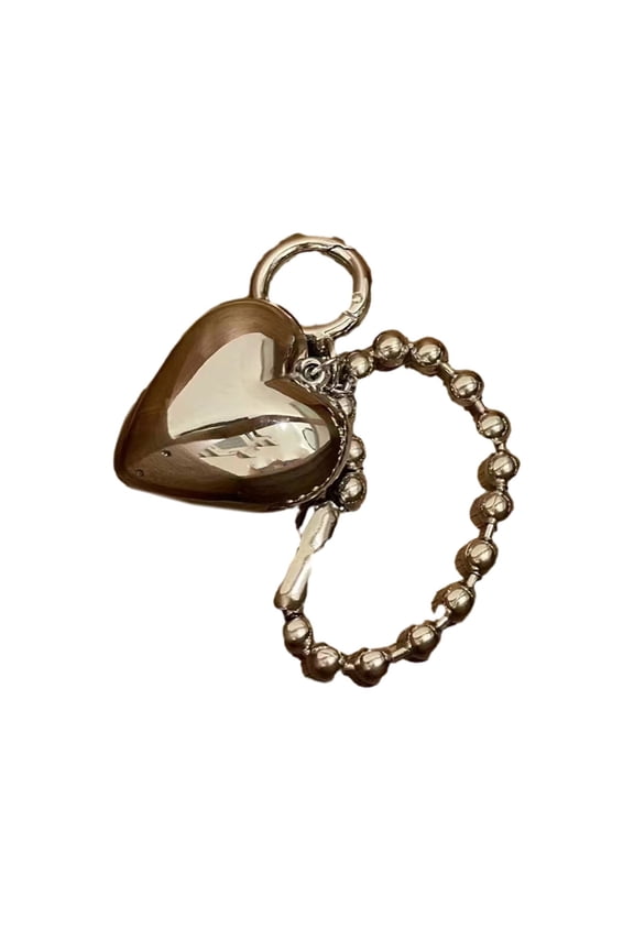 Heart Beaded Chain Pendant Heart Keychain Heart Key Rings Alloy Material Keyring