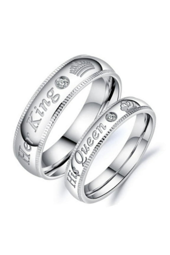 Her King His Queen Lovers Rings Silver Color Band Adjustable Rings for women