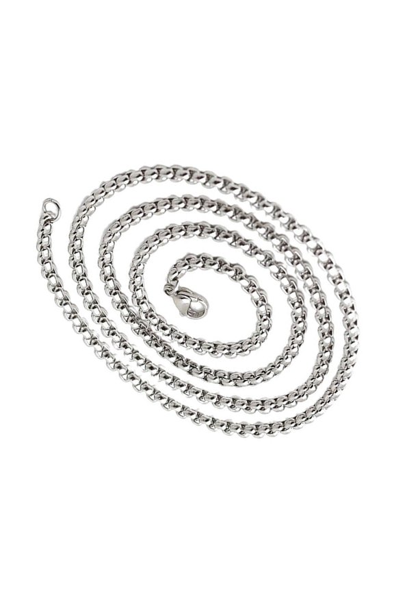 Hip Hop Style Square Pearls Chain Titanium Steel Necklace Jewelry For Modern Men
