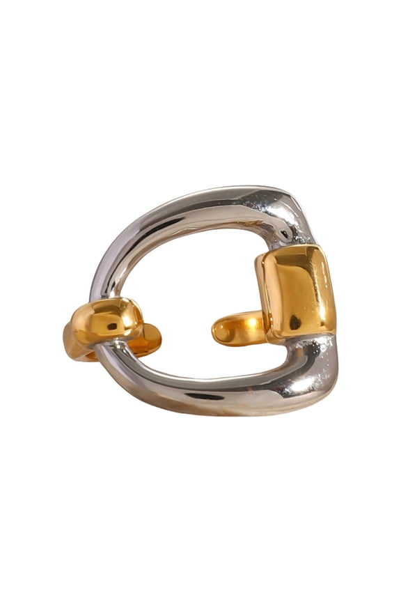 Irregular Geometric Opening Ring Gold and Silver Tone Letter D Ring for Stylish Women Waterproof Finger Jewelry