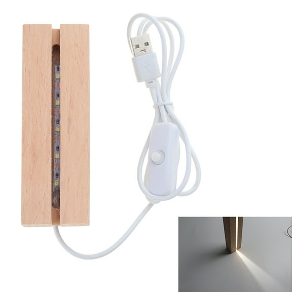 Oasiva LED Wood Display Base Crystal Wooden Lighted Base Stand Warm Color Resin Art