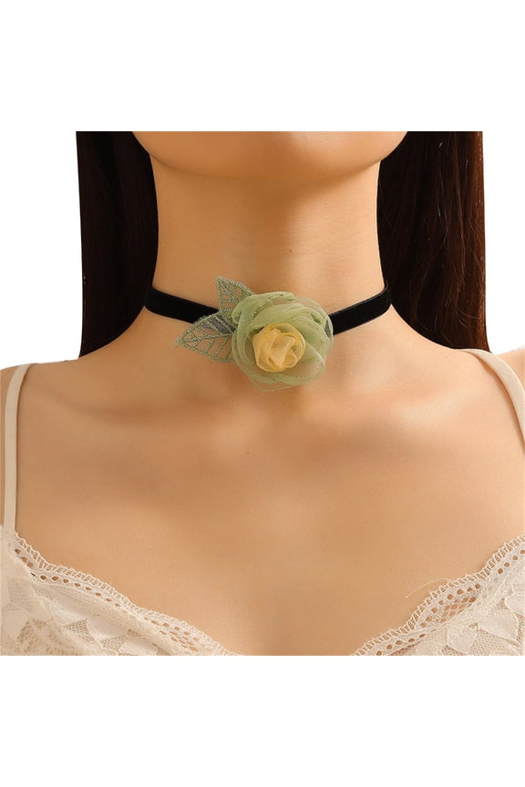 Lace Up Flower Choker Necklace Velvet Choker Rose Choker Women Camellia Choker Goth Choker Gothics Necklace Lace Choker