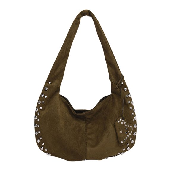 Oasiva Large Capacity Retro Shoulder Bag For Women Studded Slouchy Bag Shopper Handbag
