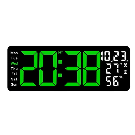 Oasiva Large Screen LED Wall Clock with Remote Control Temperature and Light Sensors