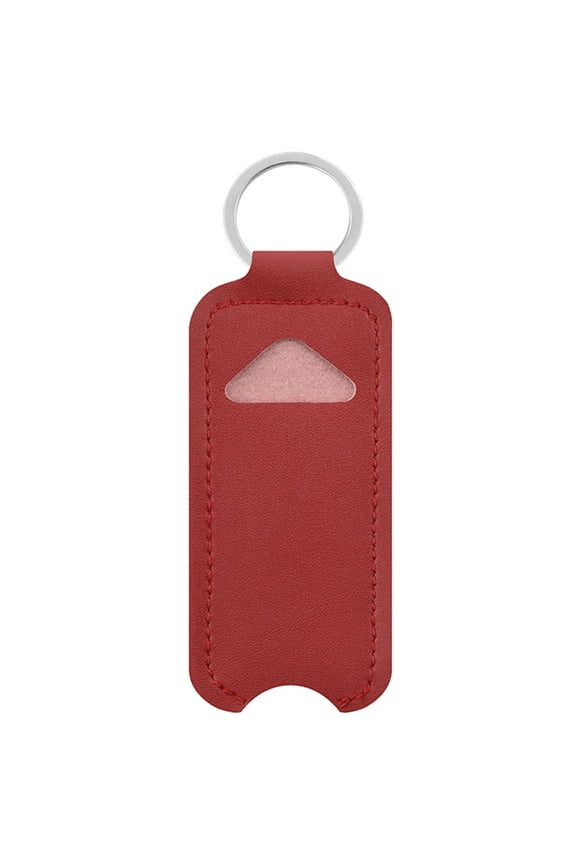Lipstick Lip Gloss Bag Keychain Holder PU Chapstick Pouch Keyring Decors