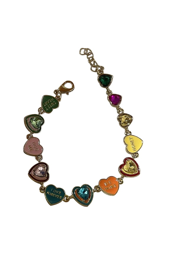 Love Heart Bracelet Adjustable Length Wrist Bangle Y2k Aesthetic Hand Jewelry