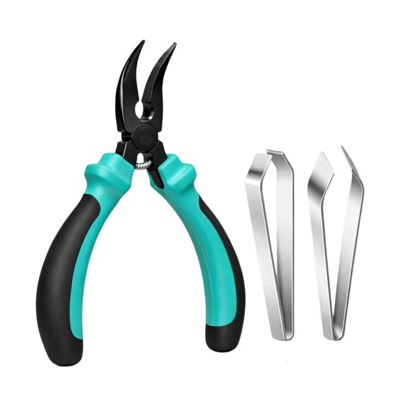 Oasiva Manual Fish Deboning Hand Tool Set, Fish Bone Pliers with Spring Joint and Two Angled Tweezers for Salmon and Trout Cooking Work Use