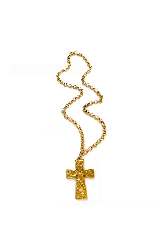 Metal Hip Hop Crucifix Necklace Stainless Steel Collarbone Chain Vintage Design Jewelry Party Gift for Him and Her