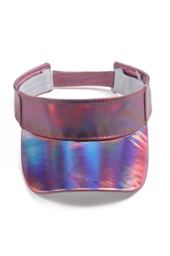 Minimalist Unisex Faux Leather Empty Top Baseball Cap Metallic Rave Hologram Ref