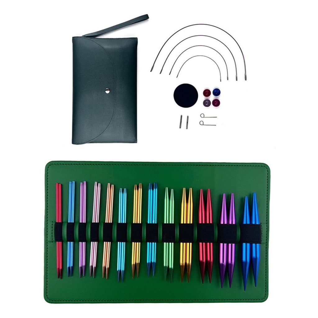 Oasiva Multifunctional Aluminum Knitting Needle Tool Set for DIY Sweater Projects Interchangeable Knitting Needle for Crafting