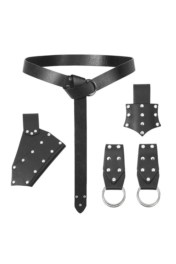 Multiuse Roleplay Accessories Belt Set with Rivets Studded Design And Decorative Pouch For Halloween Event Dressingup