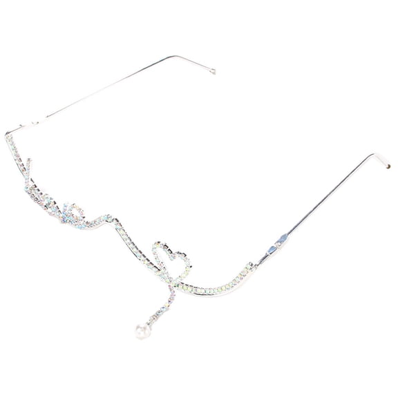 Oasiva Non Lens Half Glasses Frame Face Jewelry for Party Street Snap Rhinestone Frame