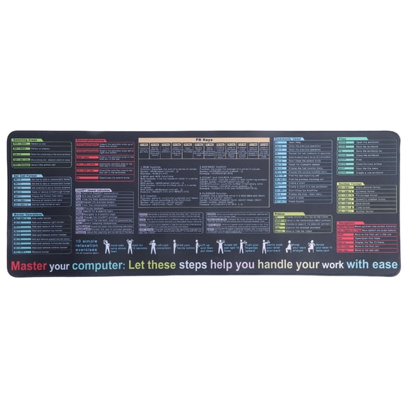 Oasiva NonSlip Computer Mats with Excels and Word Shortcut Waterproof Desk Pad for Office Use and Gaming