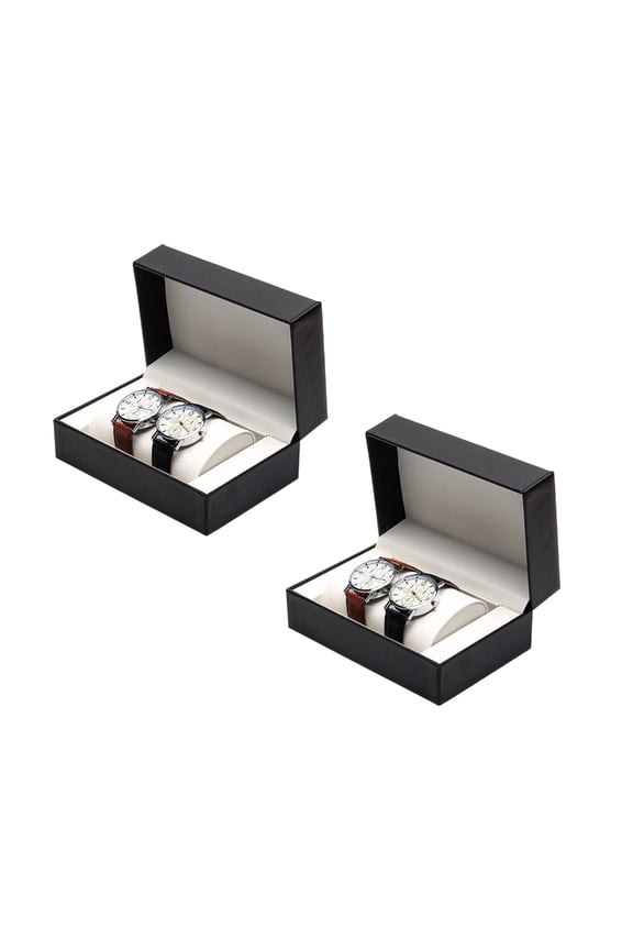 Pack Of 2 Premium PU Watch Display Cases With Double Layer Storage And Dustproof Protections for Collectors