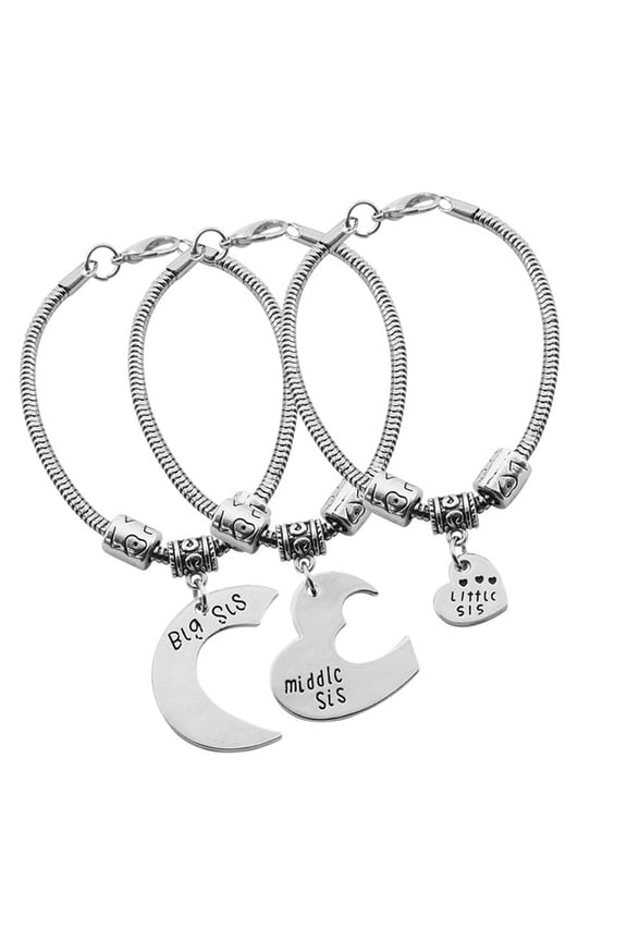 Pack of 3 Heart Design Sister Friendship Bracelets for Women Jewelry Symbolic