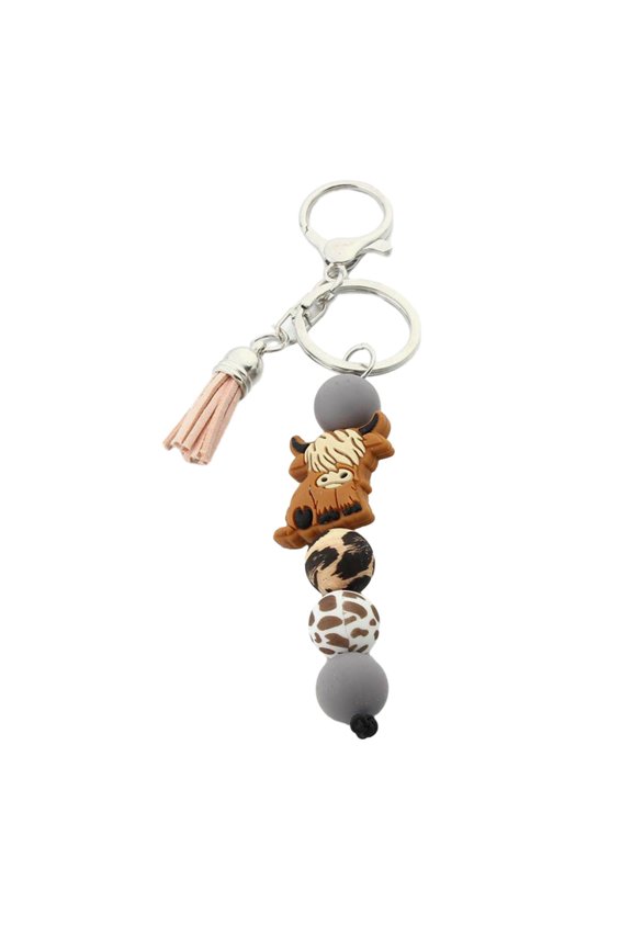 Personalized Key Chain Cartoon Cow Pendant Versatile Silicone Bead Decoration